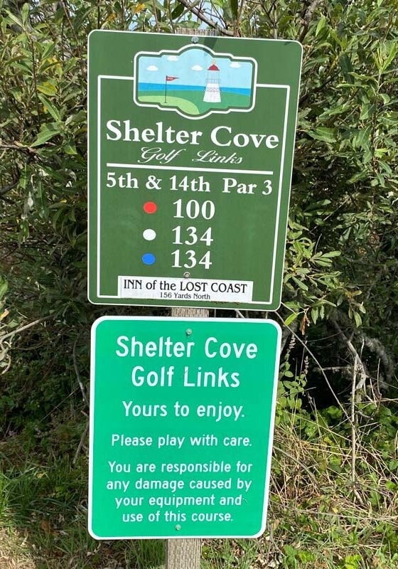 Shelter Cove Golf Course — golfer on the green with coastal views